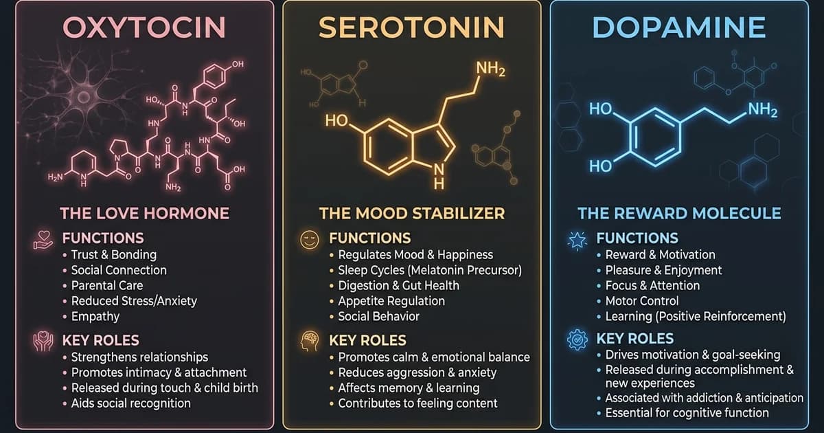 Oxytocin vs. Serotonin vs. Dopamine: A Head-to-Head Comparison