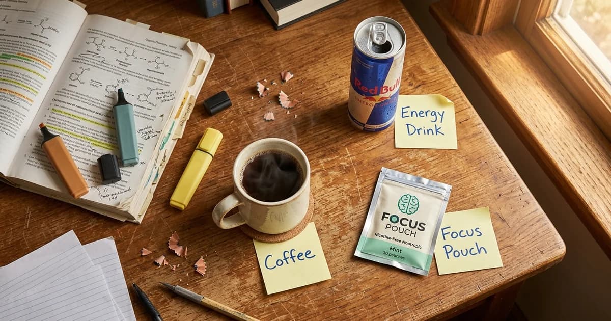 The Best Study Drink Isn't a Drink: Energy Drinks vs Coffee vs a Focus Pouch