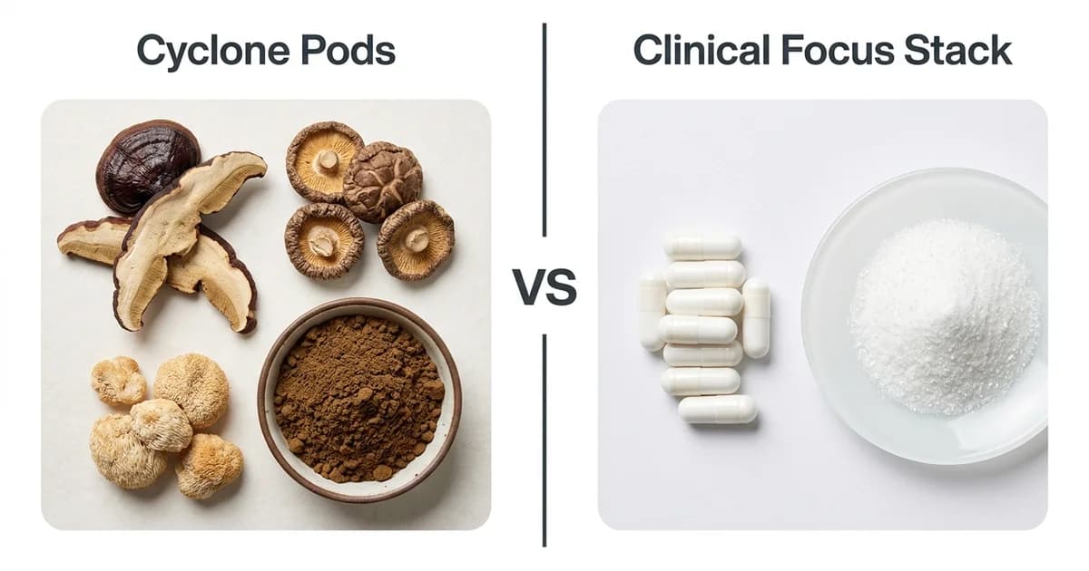 Cyclone Pods vs Roon: Adaptogen-Mushroom Pouches vs the Clinical Focus Stack
